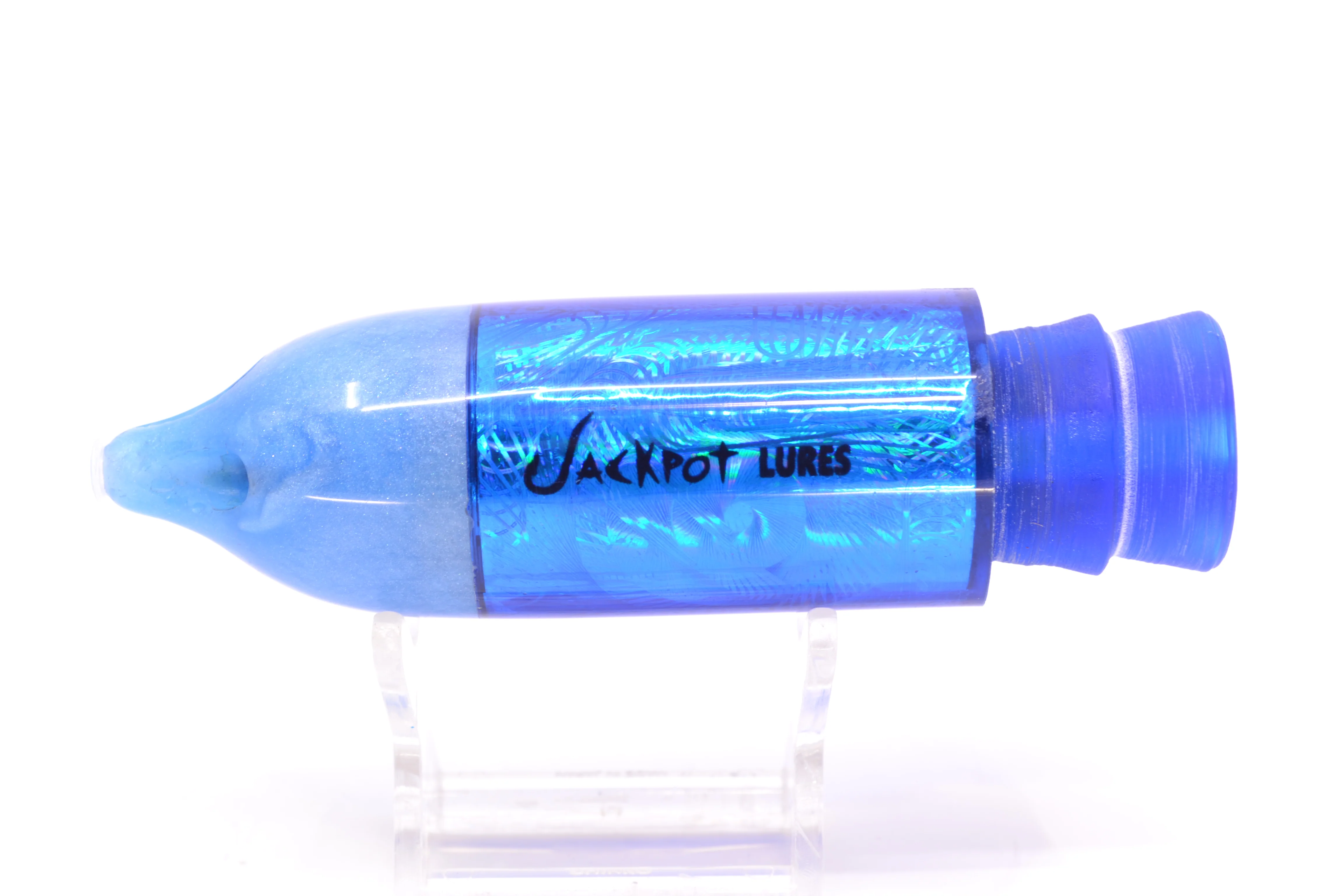 Jackpot Lures Blue Pearl Nose Rainbow Swirl 4-Hole Big Blue 12" 12oz - Image 4