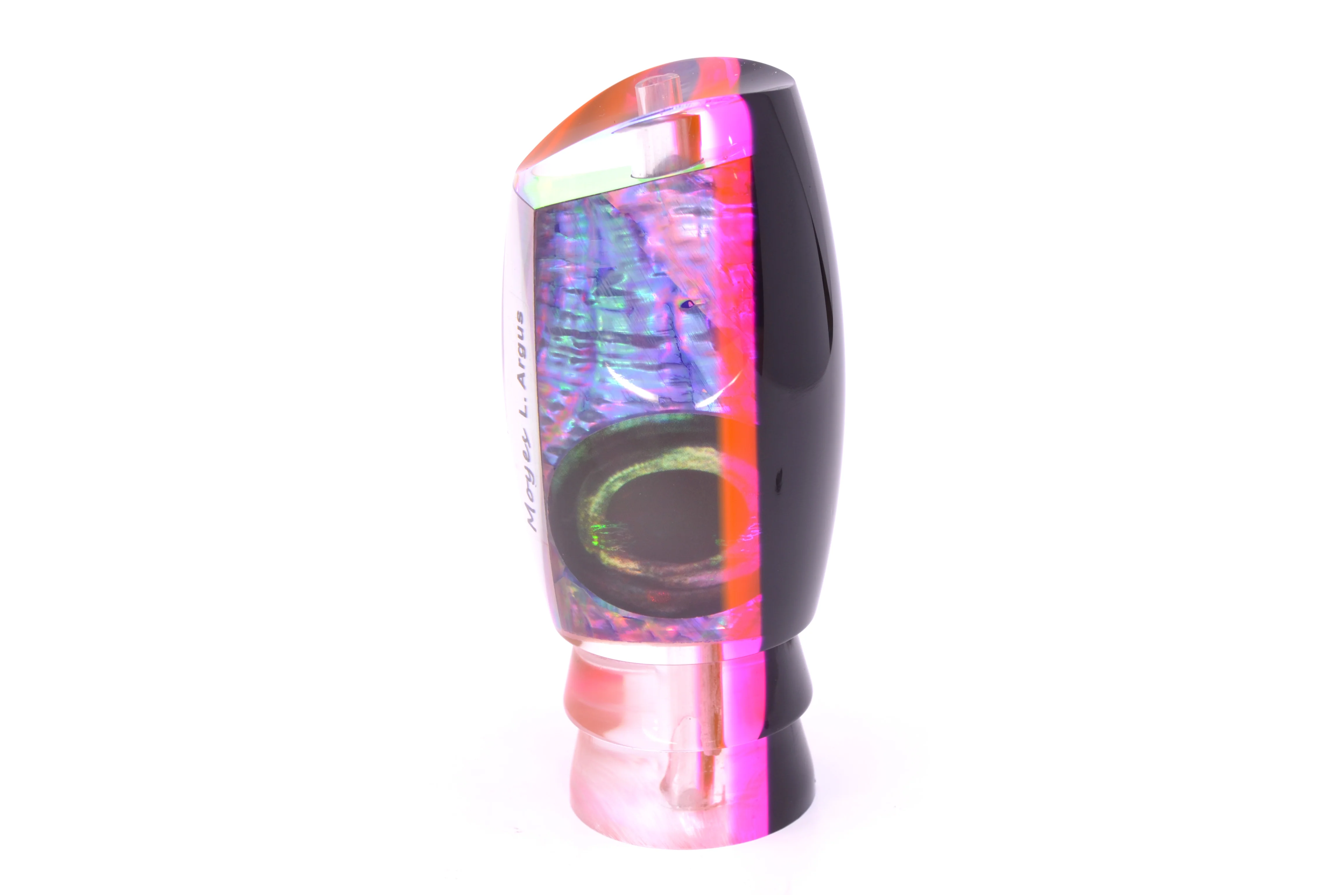 Moyes Lures Rainbow MOP Black-Pink Back Taxi Eyes Large Argus 14" 6.5oz - Image 4